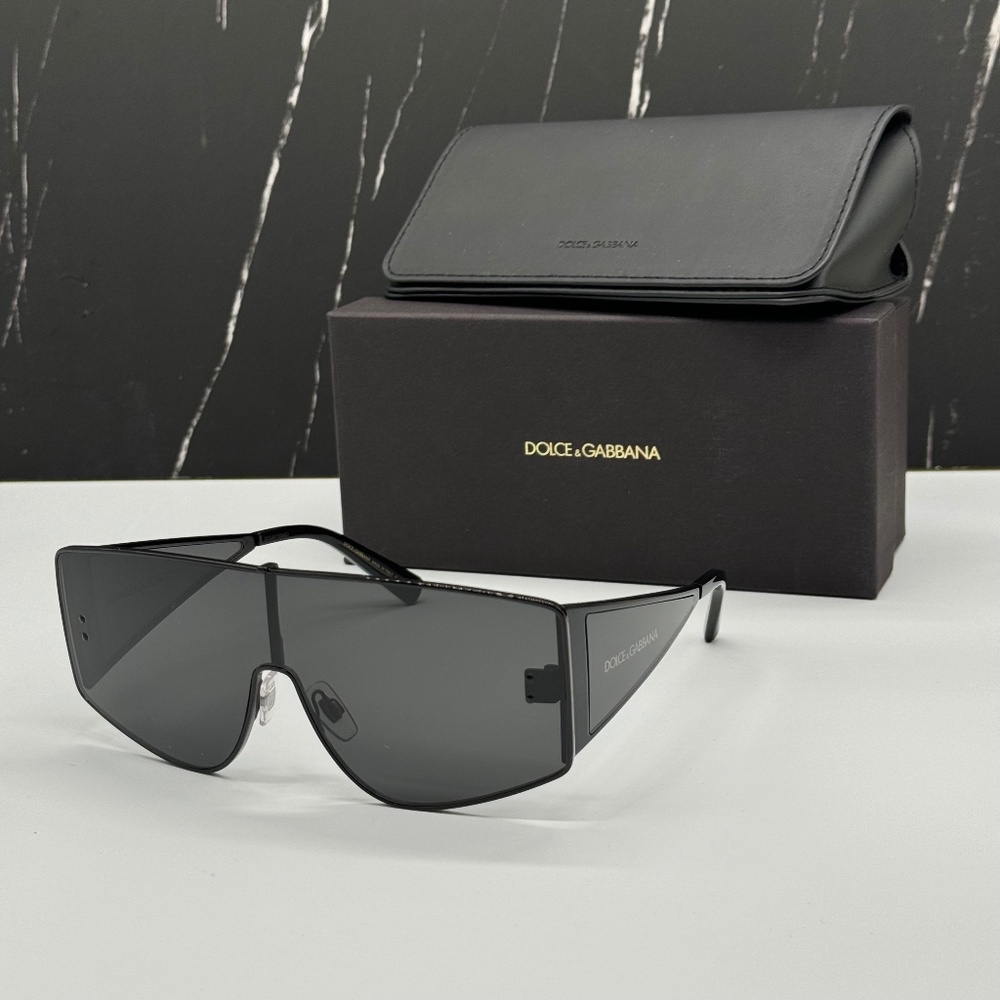 NEW DG2305 01/87 DOLCE&GABBANA BLACK OVERSIZED UNISEX SUNGLASSES